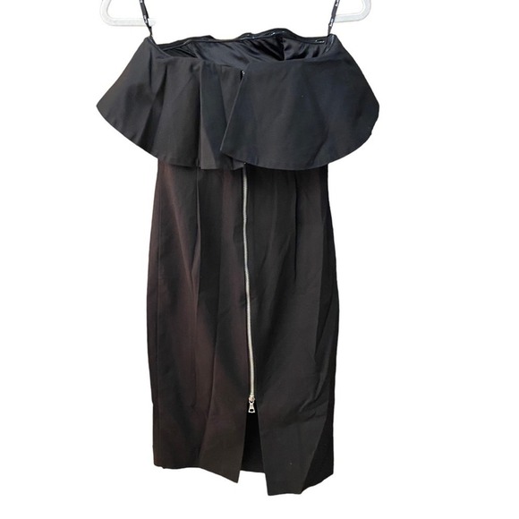 Bardot Australia revolve black strapless zipper back bodycon flutter dress 6 - Picture 2 of 4